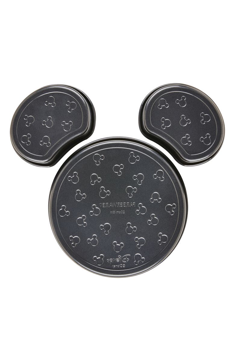 Disney x Farberware 3-Piece Nonstick Mickey Mouse Head Cake Pans, Main, color, Black