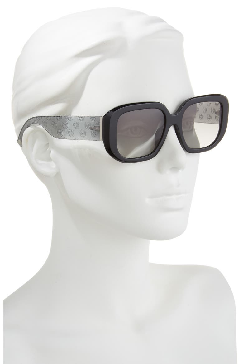 54mm Irregular Sunglasses, Alternate, color, BLACK / GREY