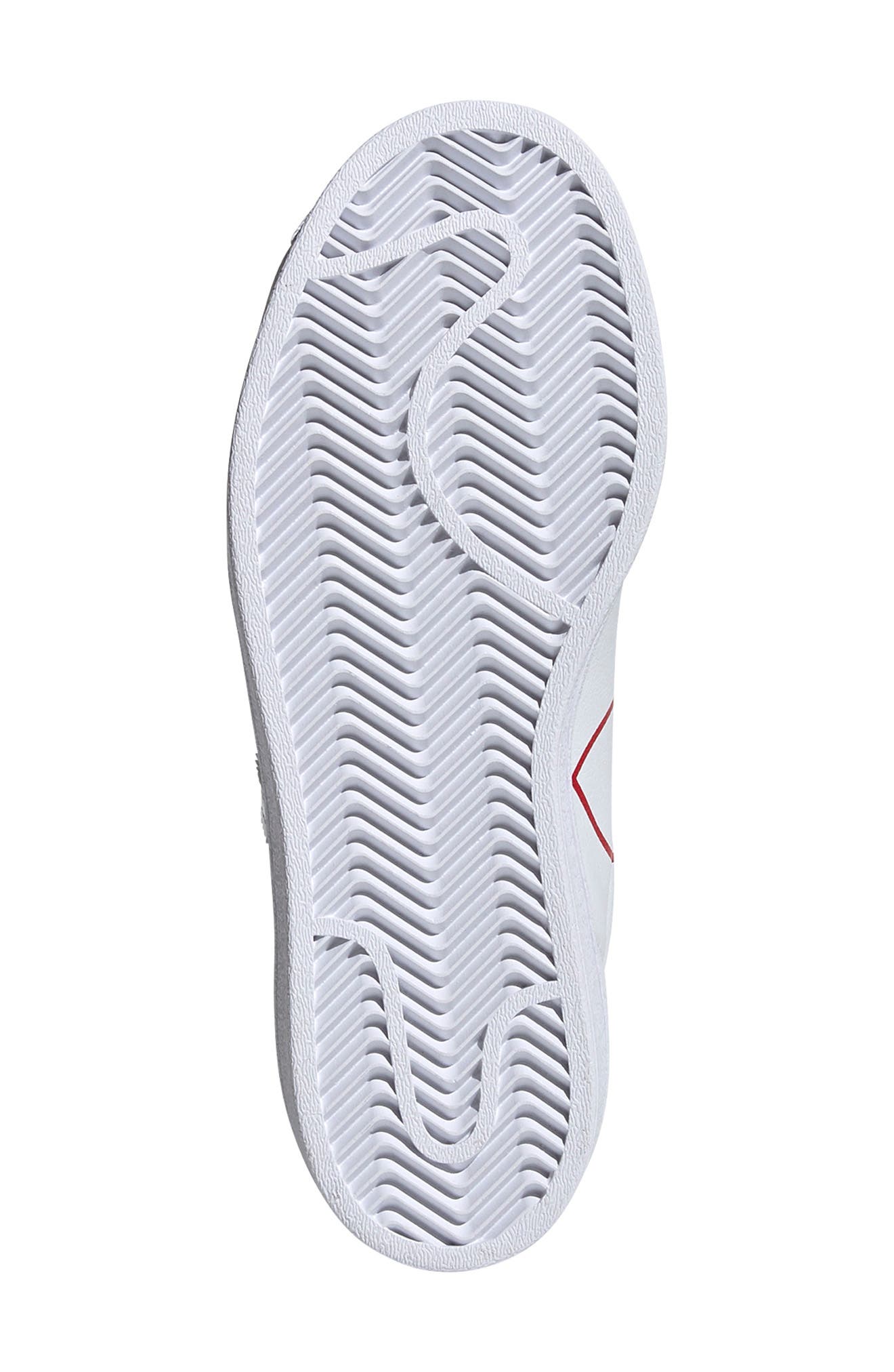 Kids' Superstar Sneaker, Alternate, color, WHITE/ WHITE/ SCARLET