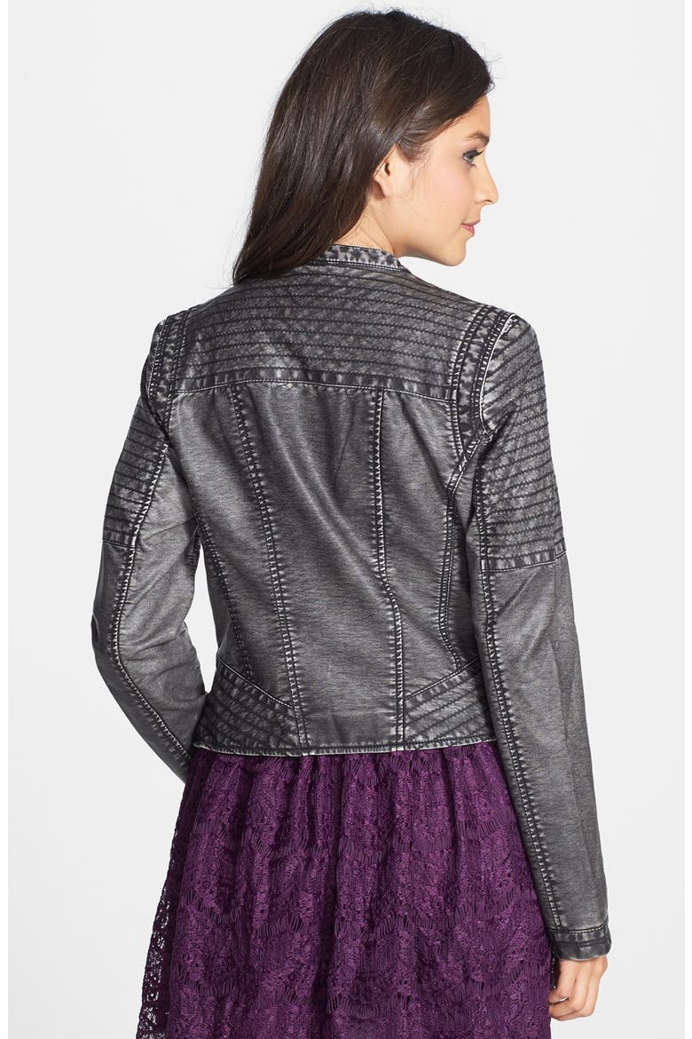 Faux Leather Moto Jacket, Alternate, color, BLACK