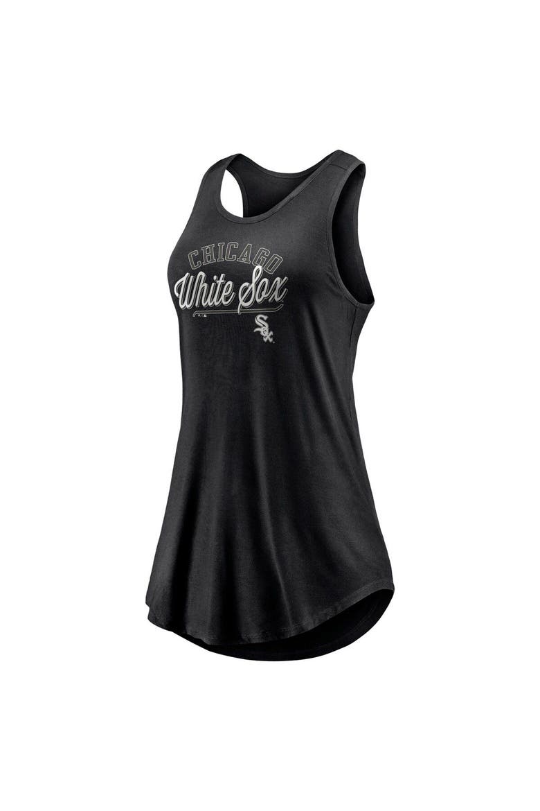 Women's Fanatics Branded Black Chicago White Sox Simplicity Swing Racerback Scoop Neck Tank Top, Alternate, color, Black