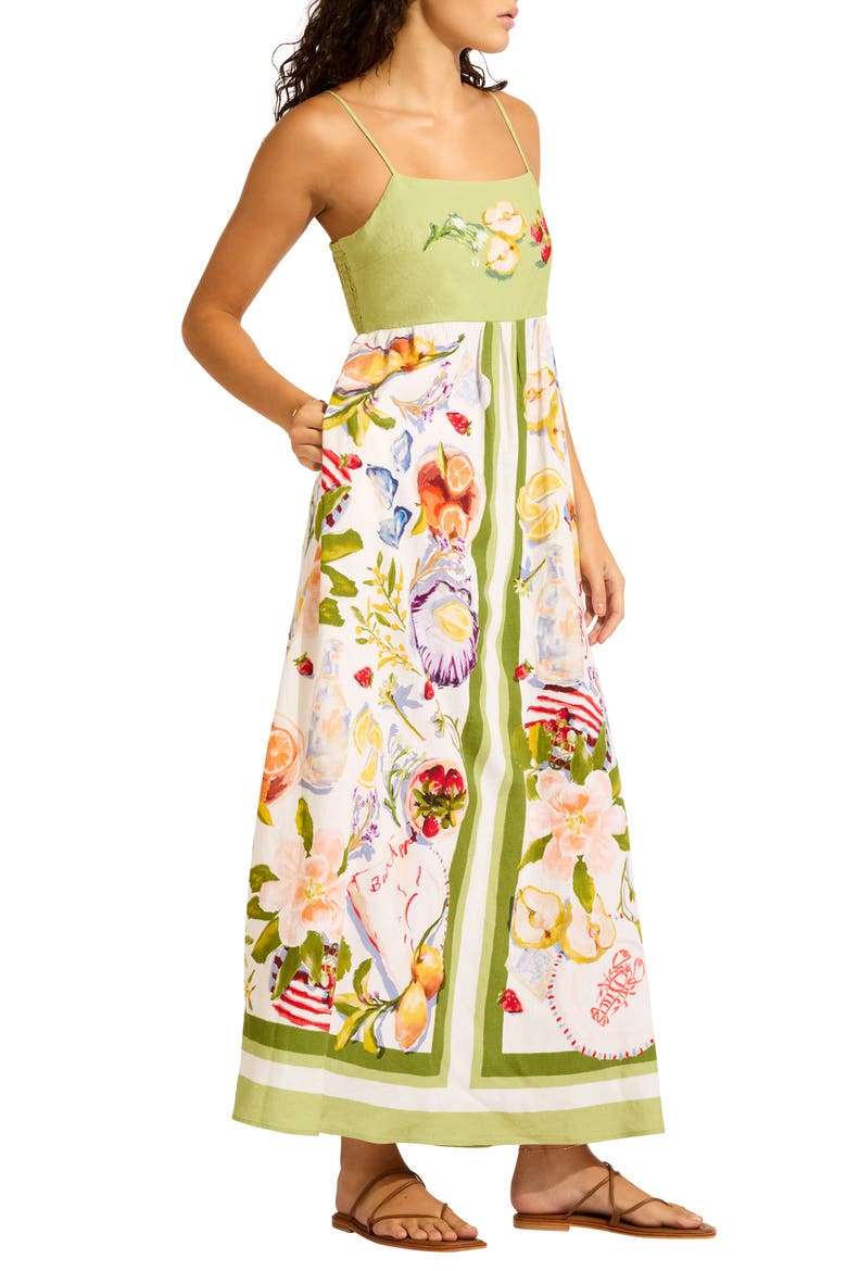 Riviera Coast Linen Blend Cover-Up Maxi Dress, Alternate, color, SAGE