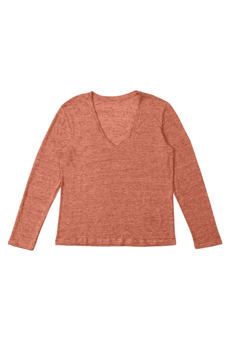 Long Sleeve Linen T-Shirt, Main, color, Red