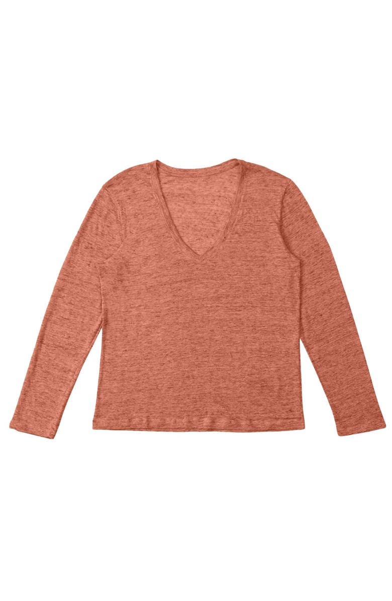 Fortela Long Sleeve Linen T-Shirt, Main, color, Red