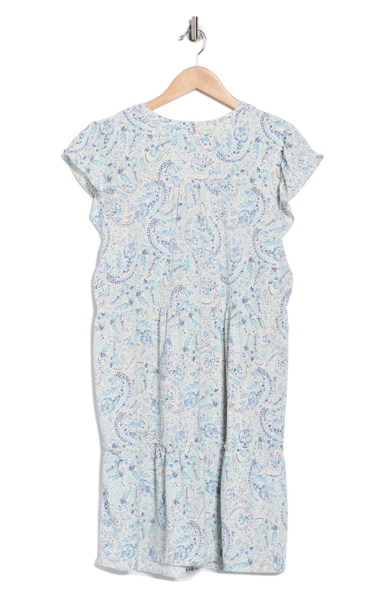 Lucky Brand Flutter Sleeve Tiered Minidress, Alternate, color, Cream Paisely