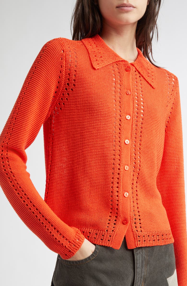 Eckhaus Latta Sol Pointelle Cotton Cardigan, Alternate, color, 