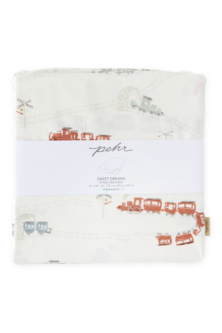 Organic Cotton Crib Sheet, Main, color, LOCOMOTIVE