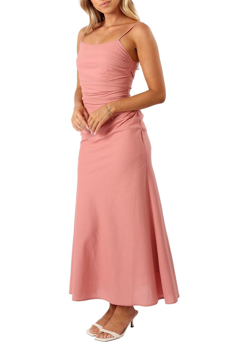 Petal & Pup Axel Ruched Cotton Maxi Dress, Alternate, color, Pink