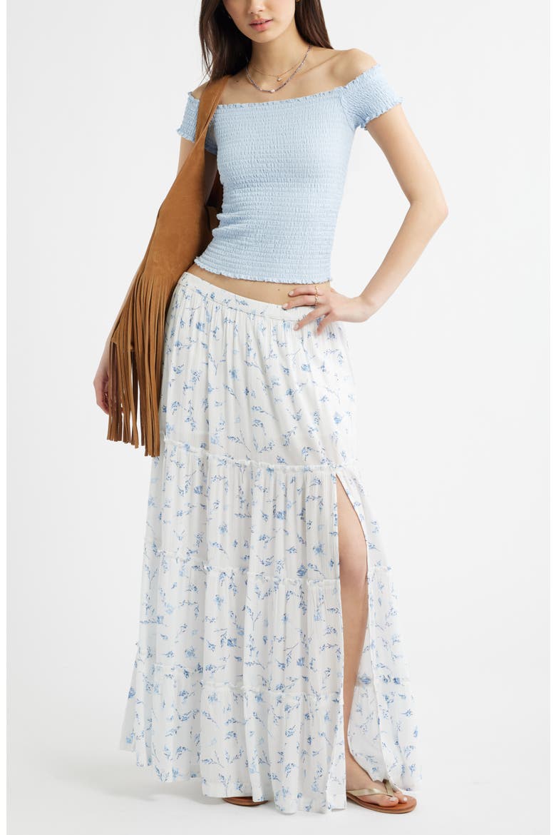 Off the Shoulder Smocked Top, Alternate, color, BLUE BIRD
