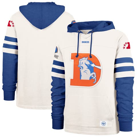 Men's '47  Cream Denver Broncos Split Zone Cornerback Duo Lacer Hoodie