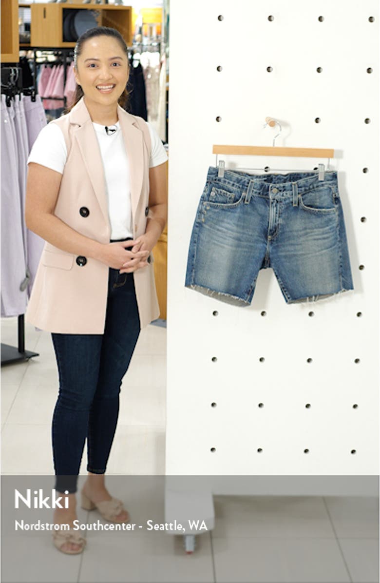 Becke Relaxed Fit Raw Hem Denim Cutoff Shorts, sales video thumbnail