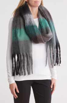 La Fiorentina Brushed Plaid Fringe Scarf
