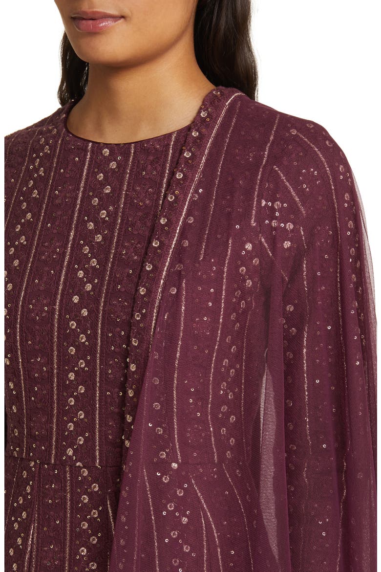 Samud Embroidered Long Sleeve Anarkali with Dupatta, Alternate, color, TAWNY PORT