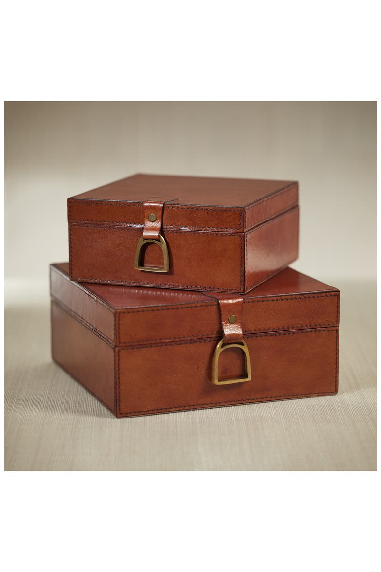 Chadwell Leather Decorative Box, Alternate, color, TAN/ GOLD