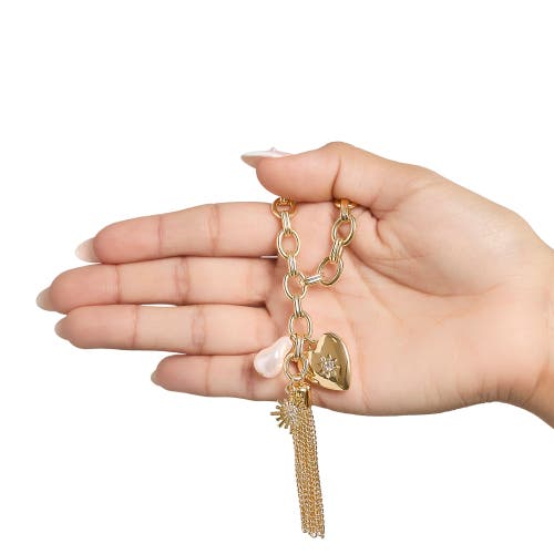 Bcbg Multi-charm Tassel Hoop Earrings In Gold