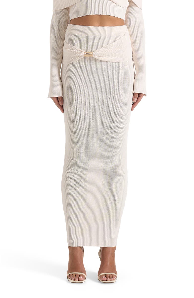 Manière De Voir Amy Asymmetric Midaxi Skirt With Hardware Detail, Main, color, Cream