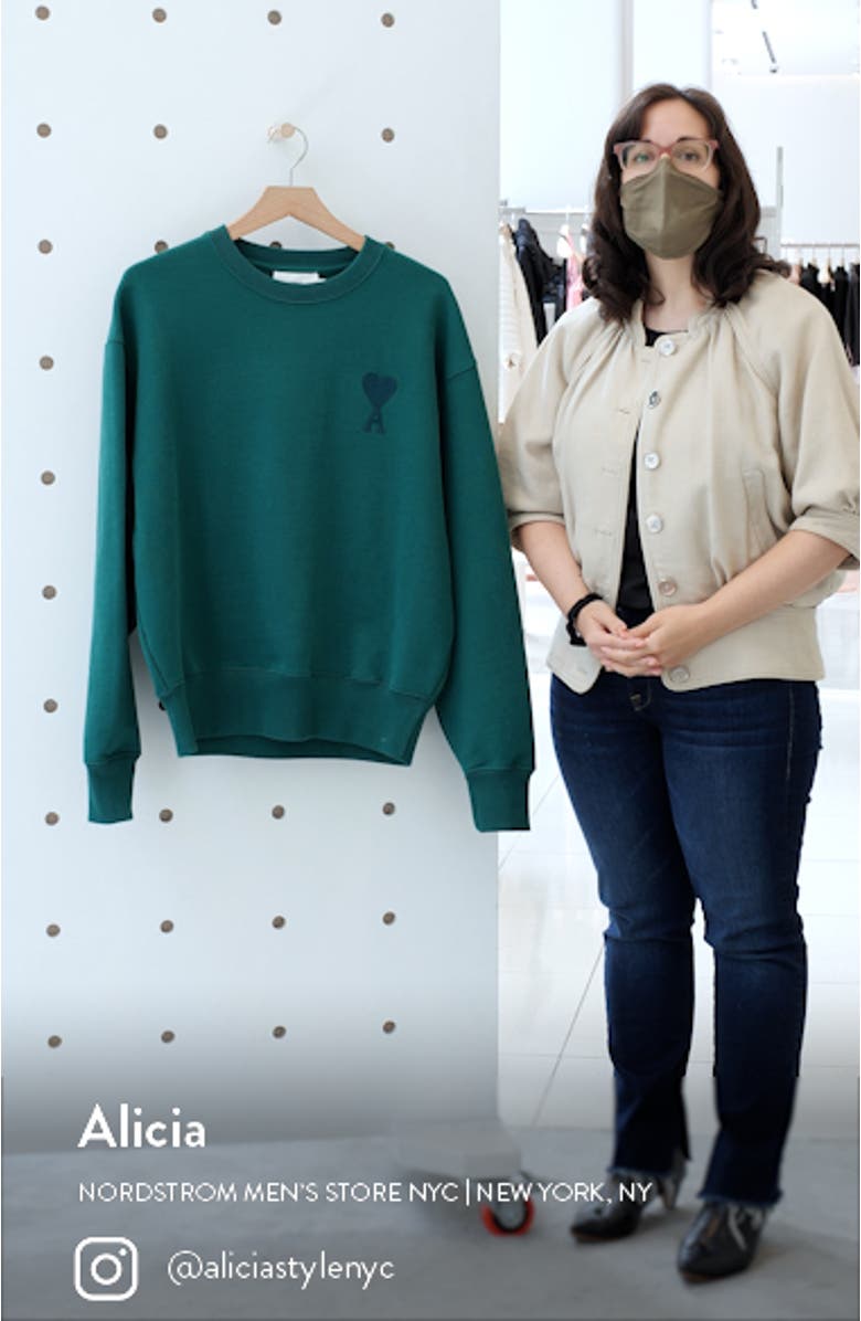 AMI Alexandre Mattiussi Ami de Coeur Embroidered Organic Cotton Sweatshirt, sales video thumbnail