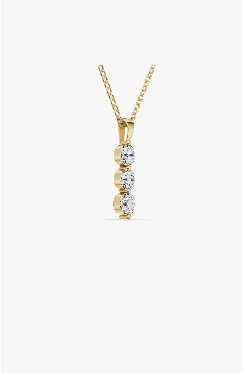 SEREIA OFFICIAL 10K Gold 2 ct Round Lab Grown Diamond Three Stone Snow Pendant, Alternate, color, Yellow Gold