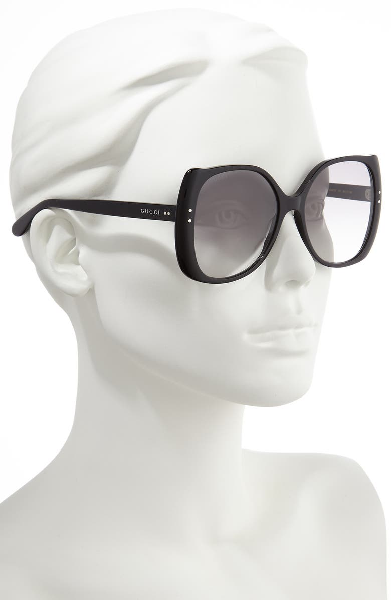 Gucci 56mm Gradient Butterfly Sunglasses, Alternate, color, 