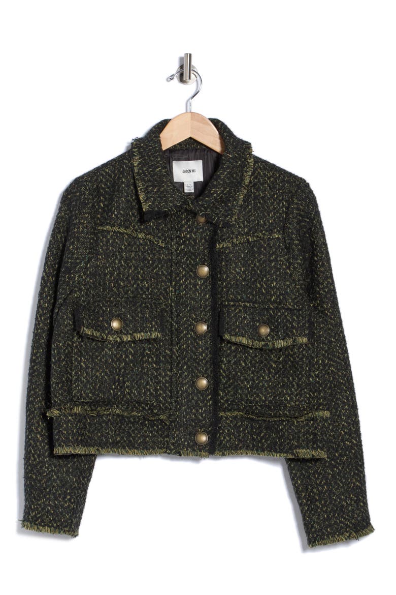 Tweed Jean Jacket, Main, color, OLIVE TWEED