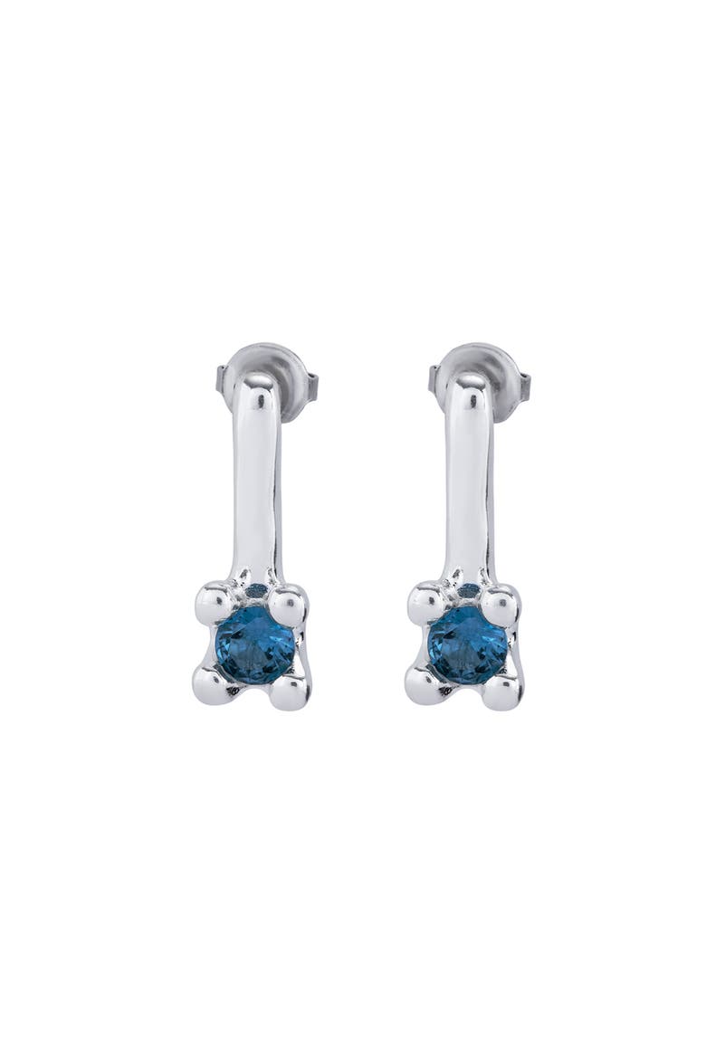 Drop Earrings with Blue Cubic Zirconia, Main, color, Silver