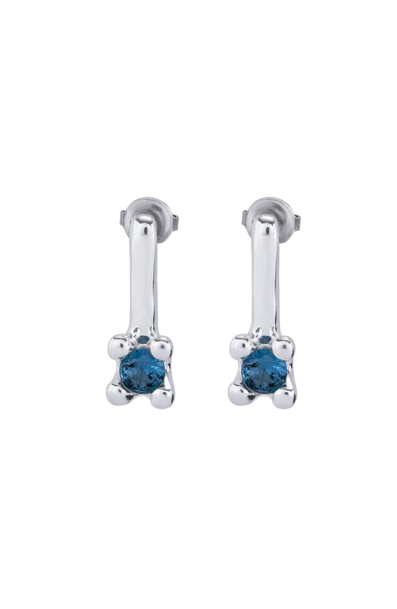 UNODE50 Drop Earrings With Blue Cubic Zirconia, Main, color, Silver