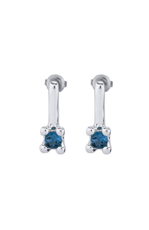 Drop Earrings With Blue Cubic Zirconia