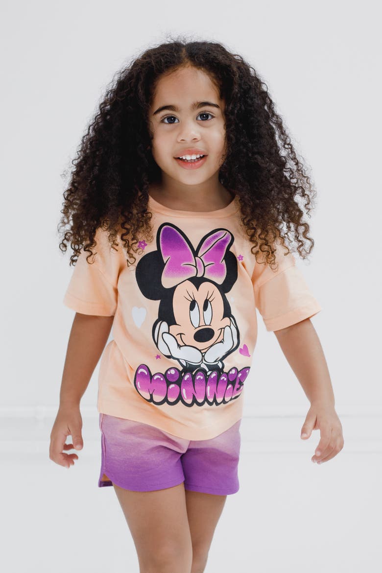 Minnie Mouse Girls' 2-Piece T-Shirt and Shorts Set, Alternate, color, Minnie Ombre Purple