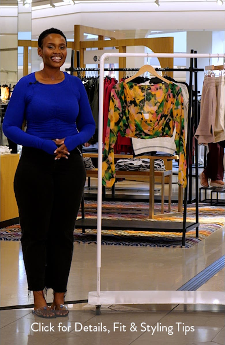 Floral Long Sleeve Chiffon Crop Top, sales video thumbnail