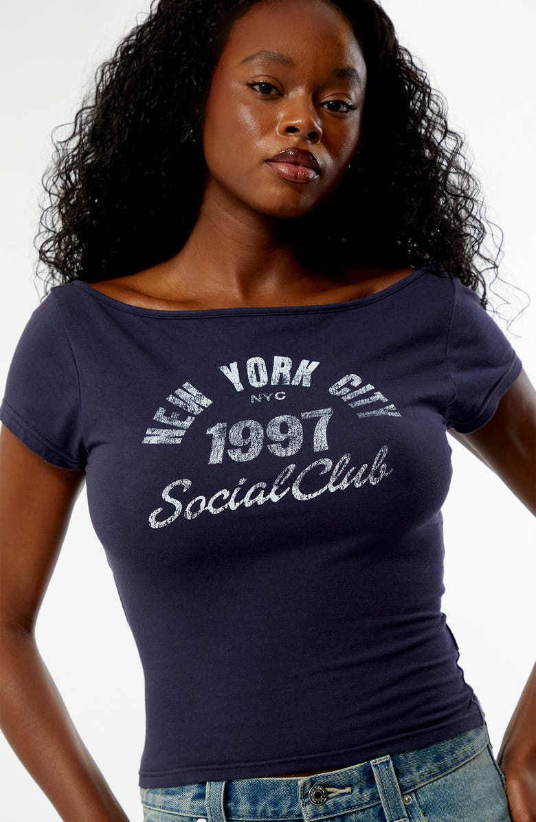 PacSun NYC Social Club Graphic T-Shirt, Alternate, color, Navy