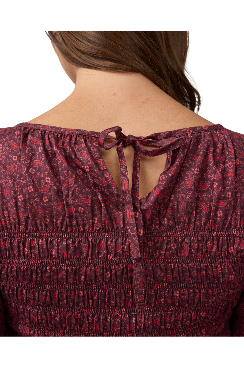 Smocked Paisley Cotton Maternity Dress, Main, color, Burgundy Paisley