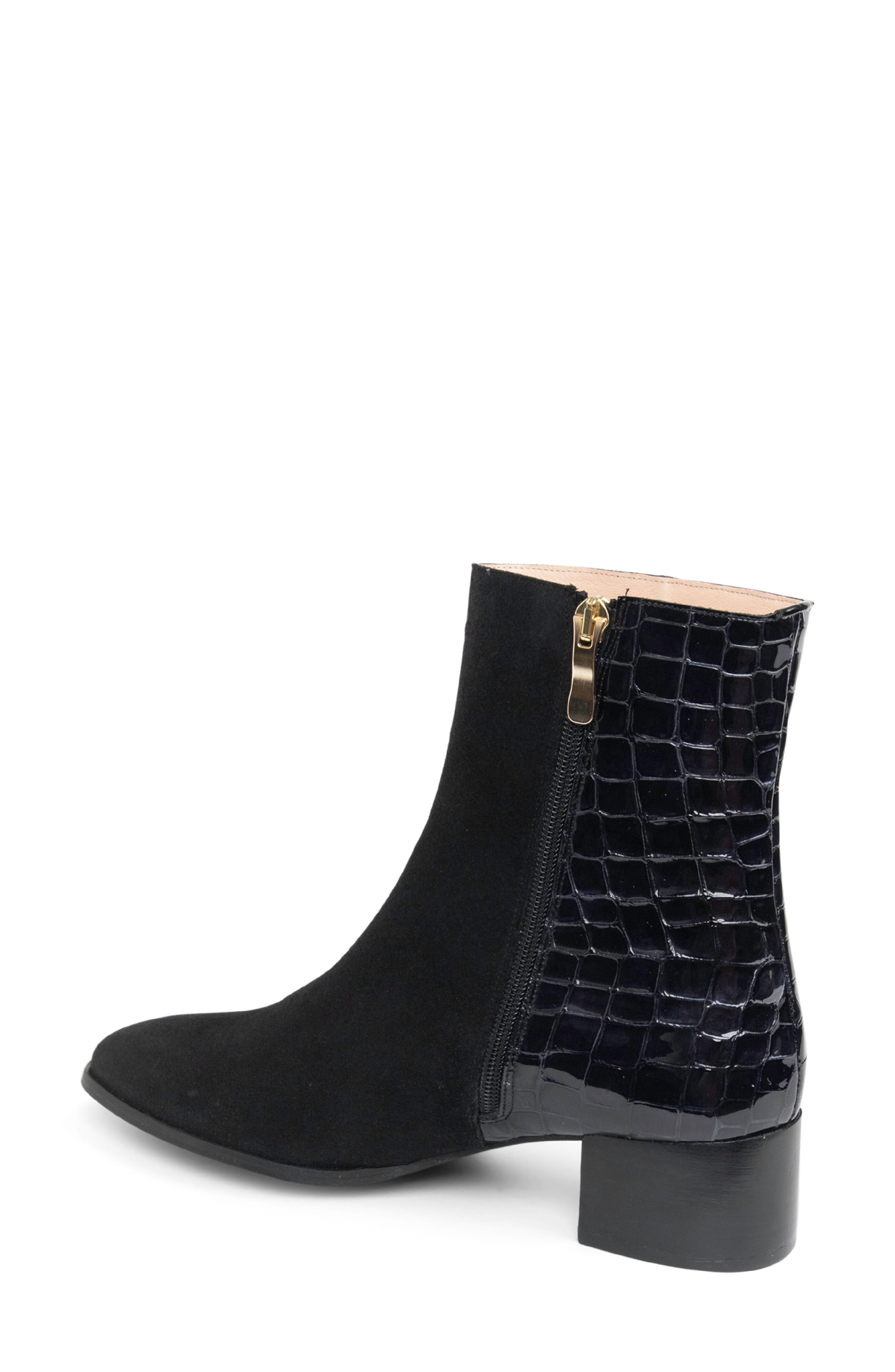 patricia green Dylan Croc Embossed Bootie, Alternate, color, Black