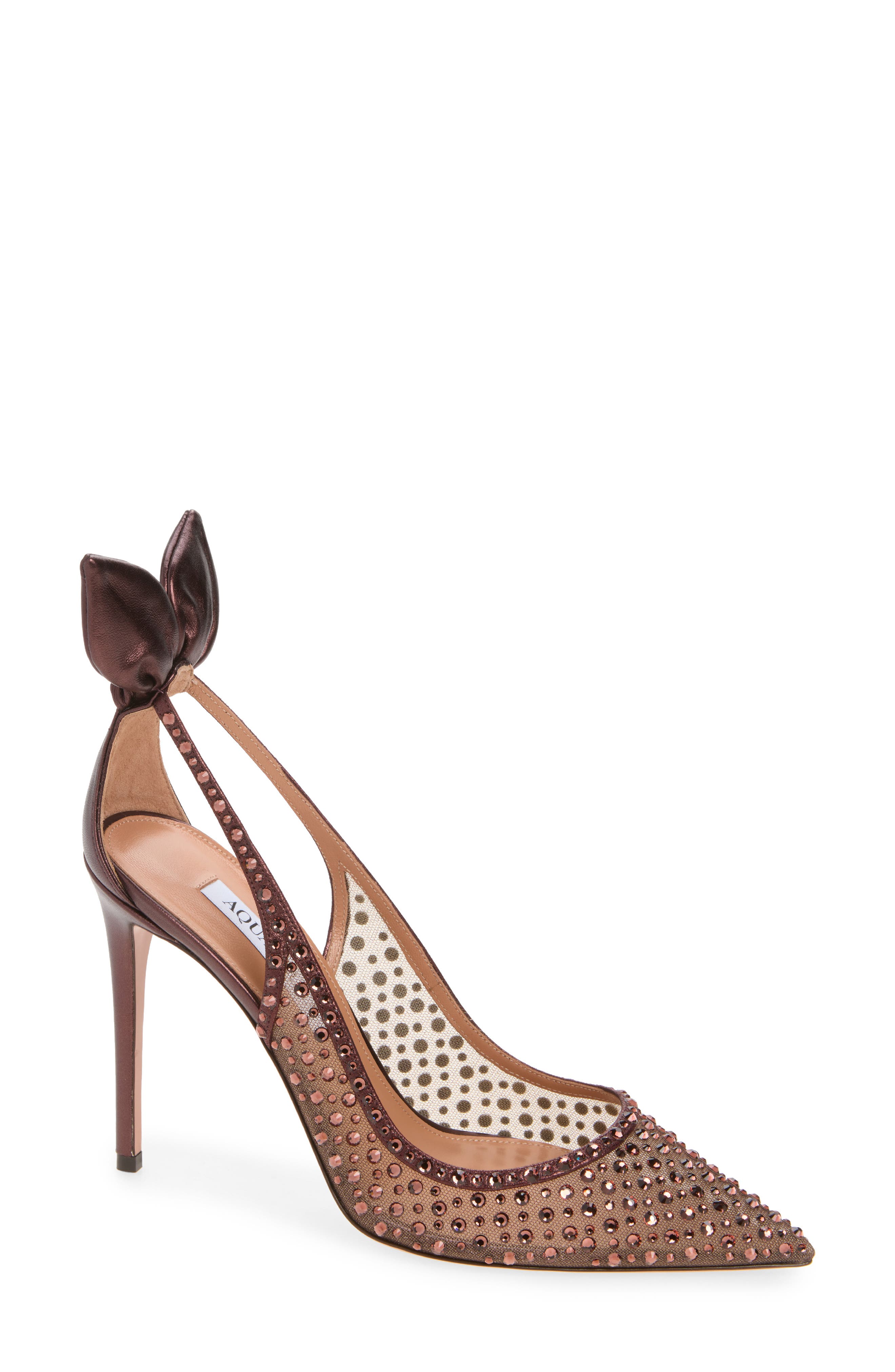 Bow Tie Crystal Slingback Pump, Main, color, MELANZANA