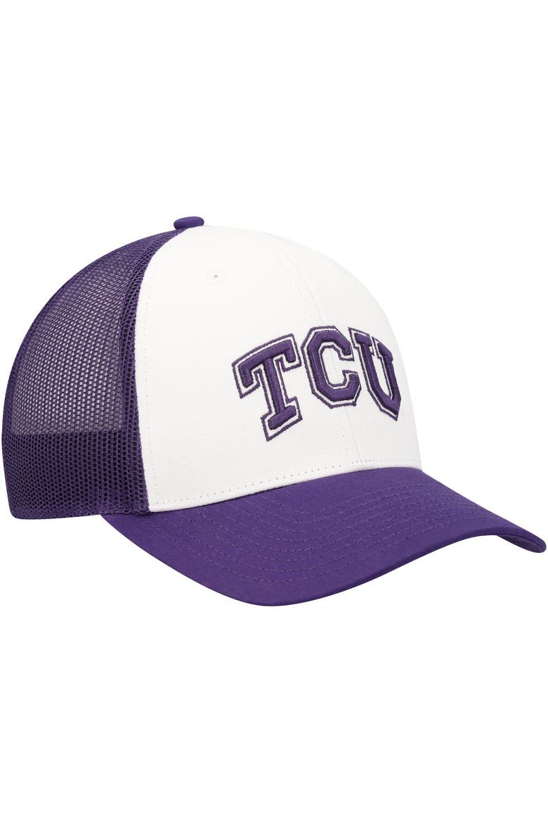 Men's '47 White/Purple TCU Horned Frogs Freshman Trucker Adjustable Hat, Alternate, color, White
