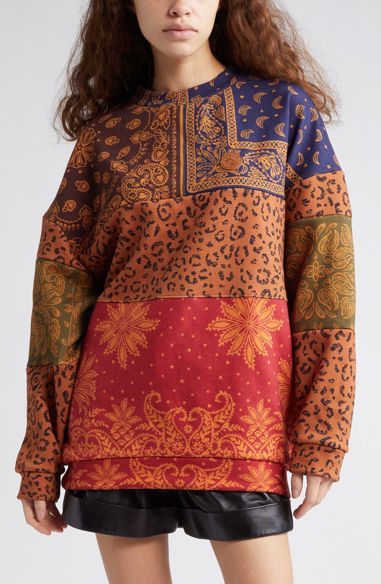 FARM Rio Bandana Dream Patchwork Sweatshirt, Alternate, color, 