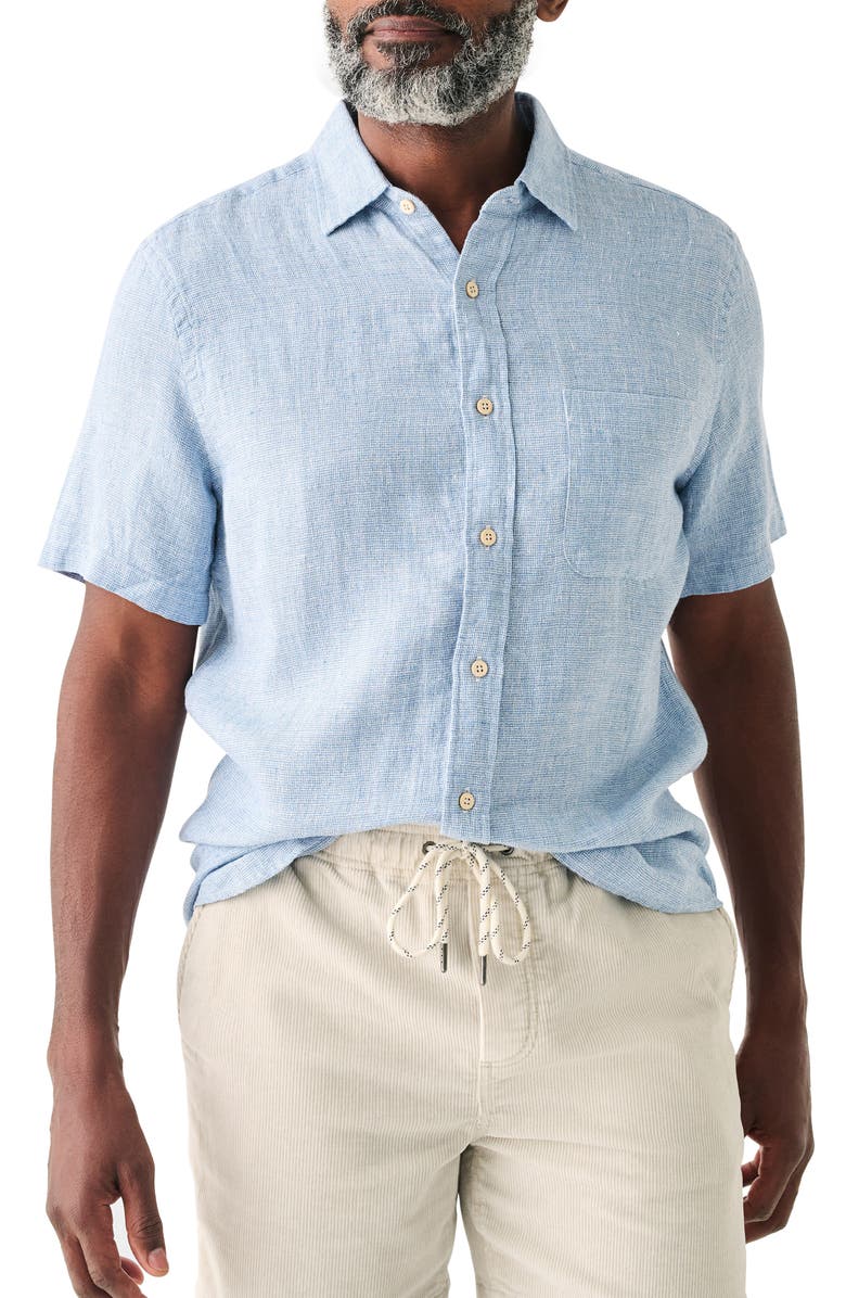 Faherty Laguna Short Sleeve Linen Shirt, Main, color, 