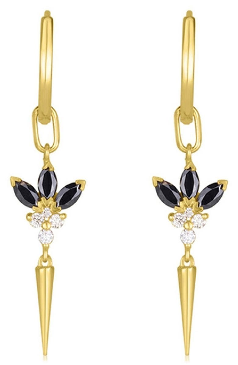 GABI RIELLE 14K Gold Plated Sterling Silver CZ Bouquet & Spike Drop Earrings, Main, color, 