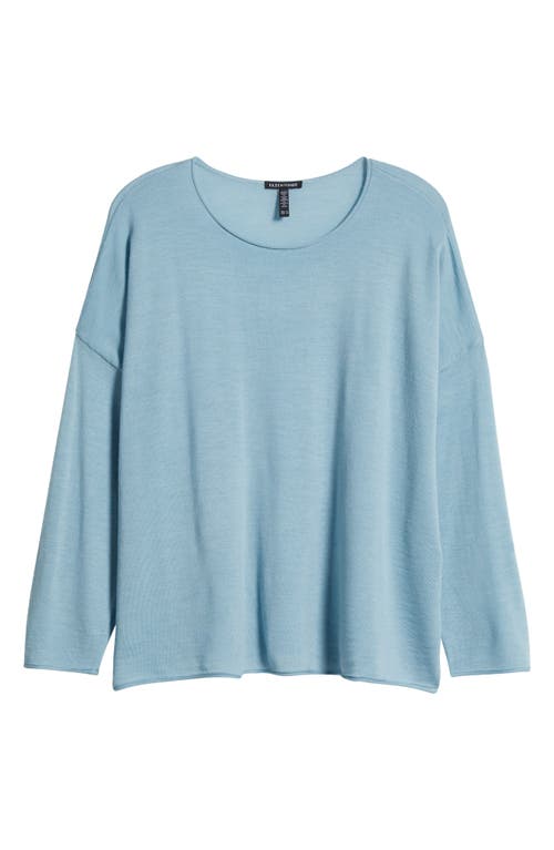 Eileen Fisher Jewel Neck Wool Sweater In Frost