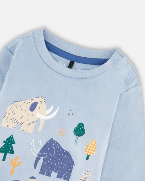 Deux Par Deux Organic Cotton Jersey Two-piece Top And Pant Set In Blue