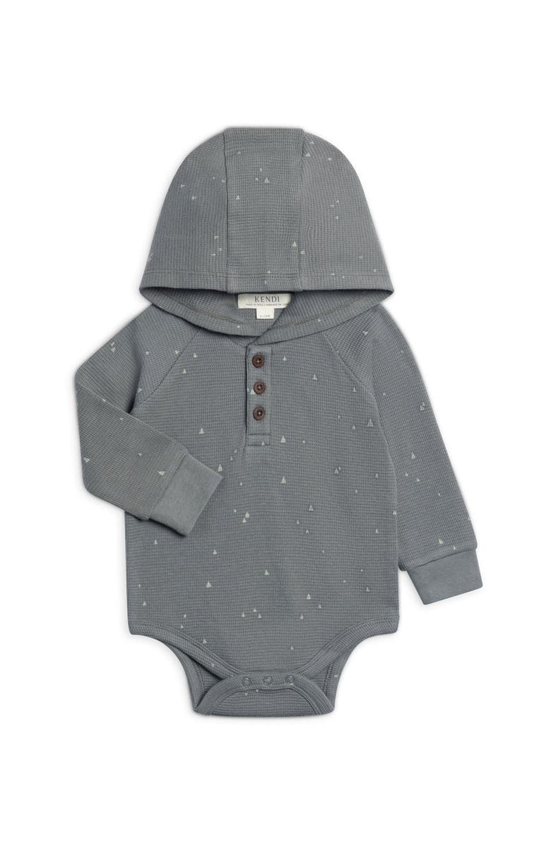 Kendi Cole Waffle Knit Hooded Bodysuit, Alternate, color, Triangle / Agave