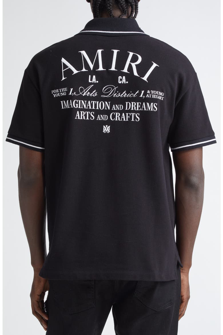Arts District Embroidered Cotton Piqué Polo, Alternate, color, BLACK