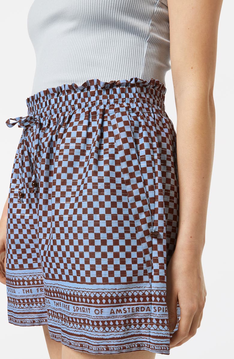 Scotch & Soda High Waist Stripe Cotton Blend Drawstring Shorts, Alternate, color, 