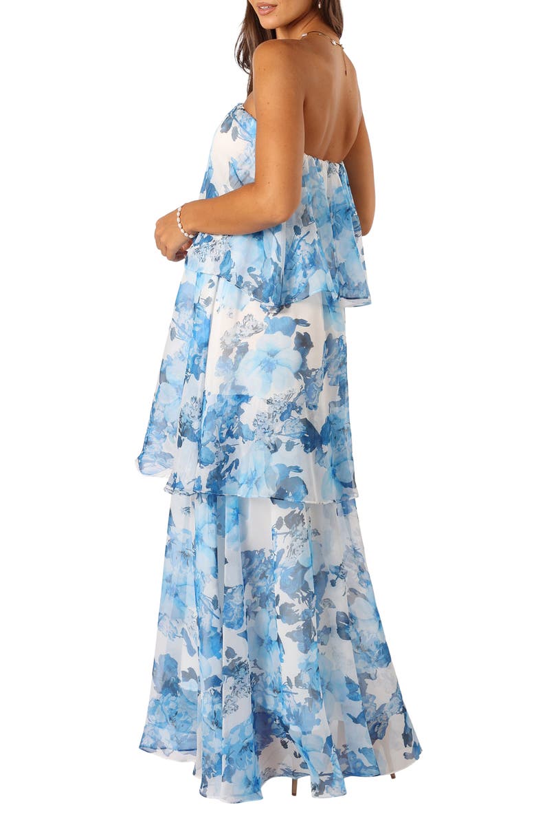Petal & Pup Bloom Tiered Strapless Dress, Alternate, color, Blue White Floral