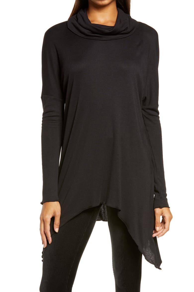 Slouchy Cowl Neck Top, Main, color, BLACK