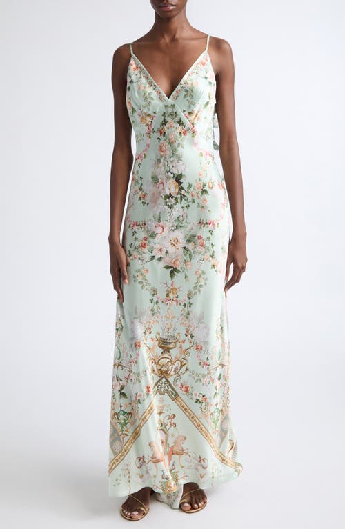 Camilla Wildflower Wunderland V Neck Silk Slip Dress at Nordstrom, Size X-Large