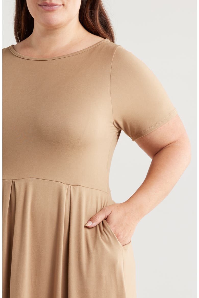 Stretch A-Line Midi Dress, Alternate, color, TAUPE