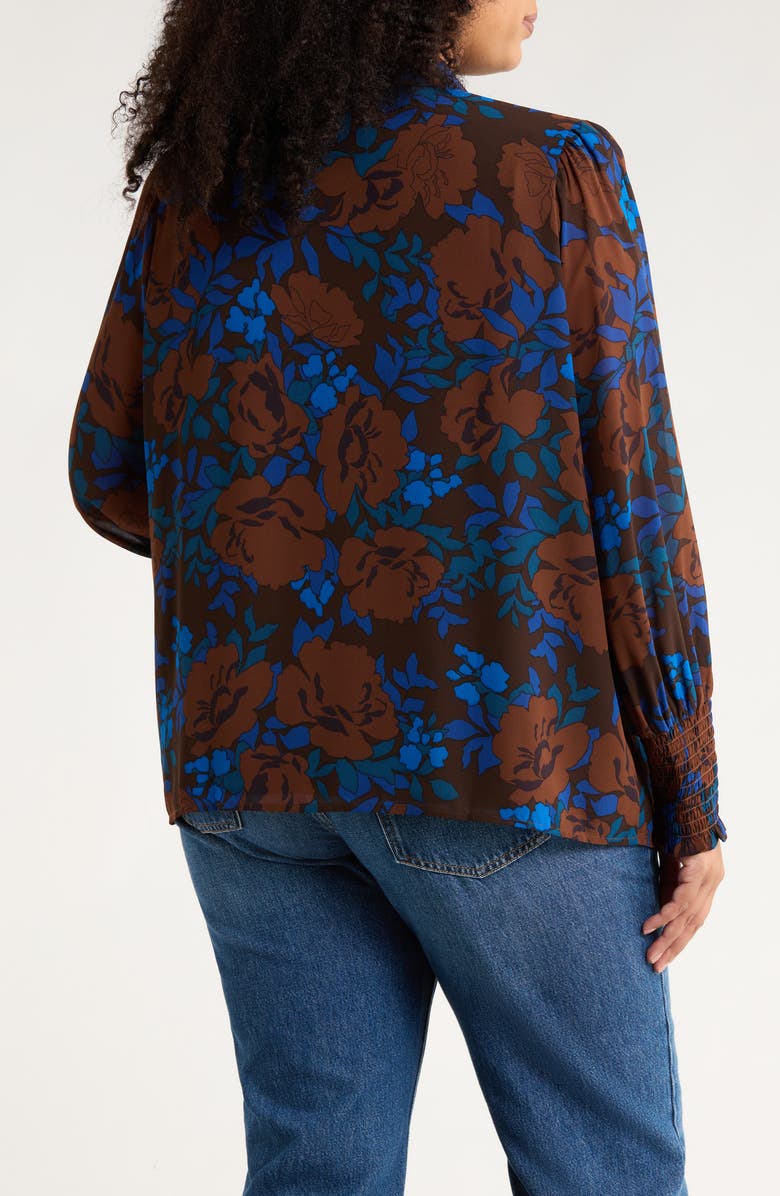 SUGARLIPS Lebanon Floral Tie Neck Top, Alternate, color, Brown-Blue