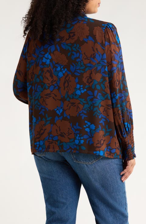 Lebanon Floral Tie Neck Top (Plus)
