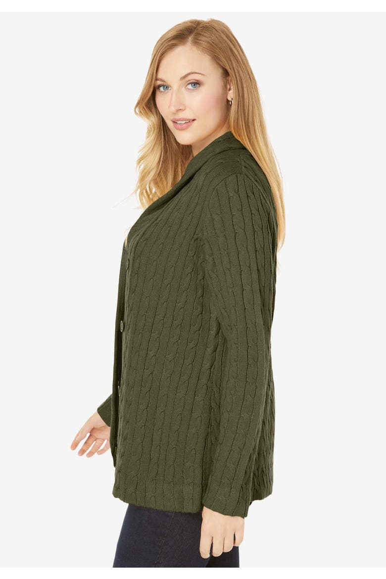 Cable Blazer Sweater, Alternate, color, BLACK