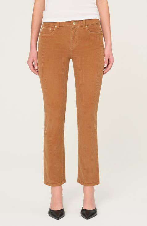 RISEN Tummy Control Mid Rise Straight Leg Corduroy Pants